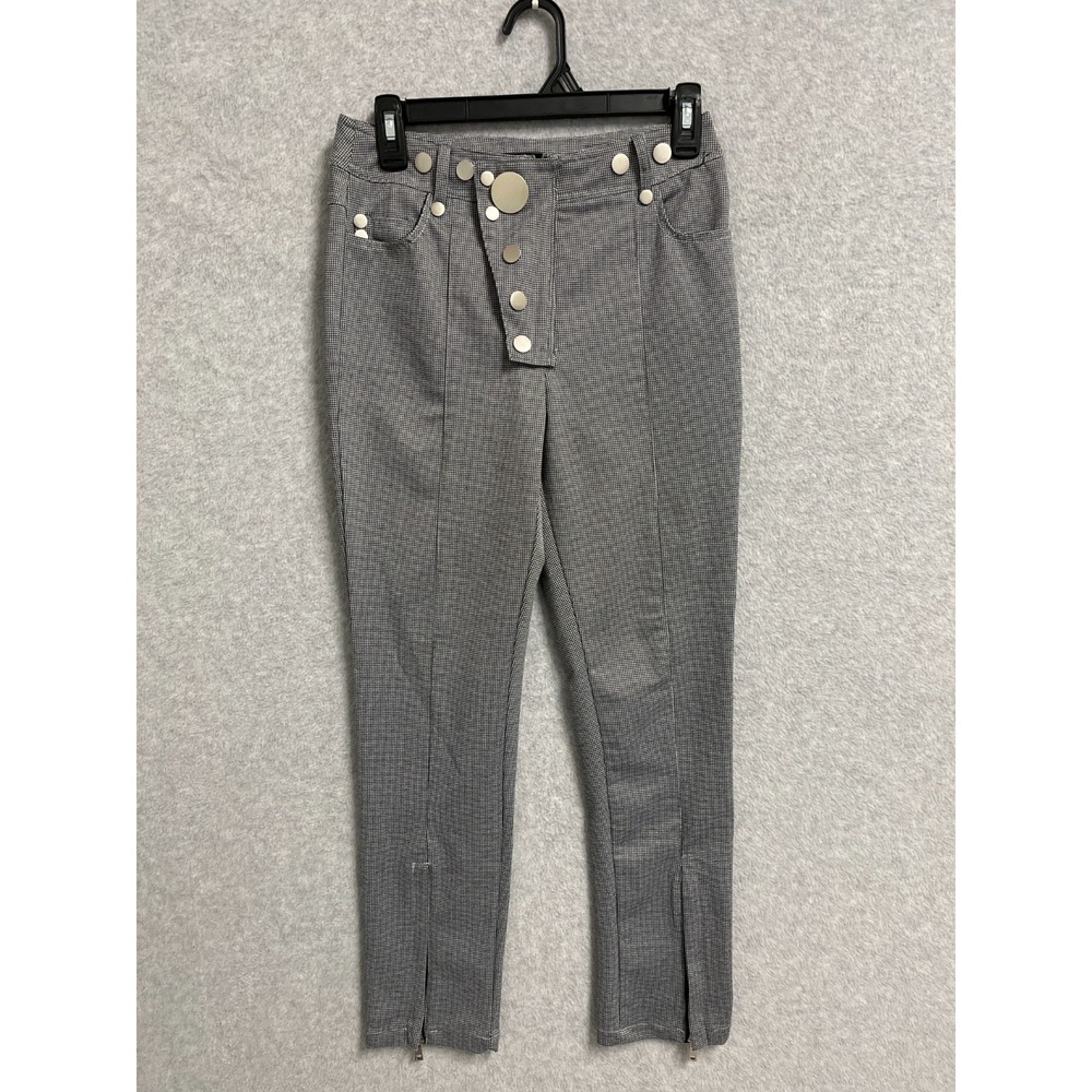 Dolce & Gabbana Skinny Pants Womens Small Black White Printed Ankle Zip Everyday